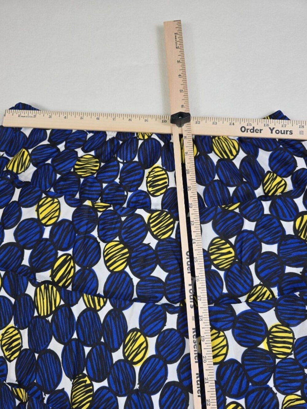 Ruby Rd Woman 20W Blue & Yellow Artsy Circle Print Cotton Skirt Elastic Waist - Picture 4 of 5